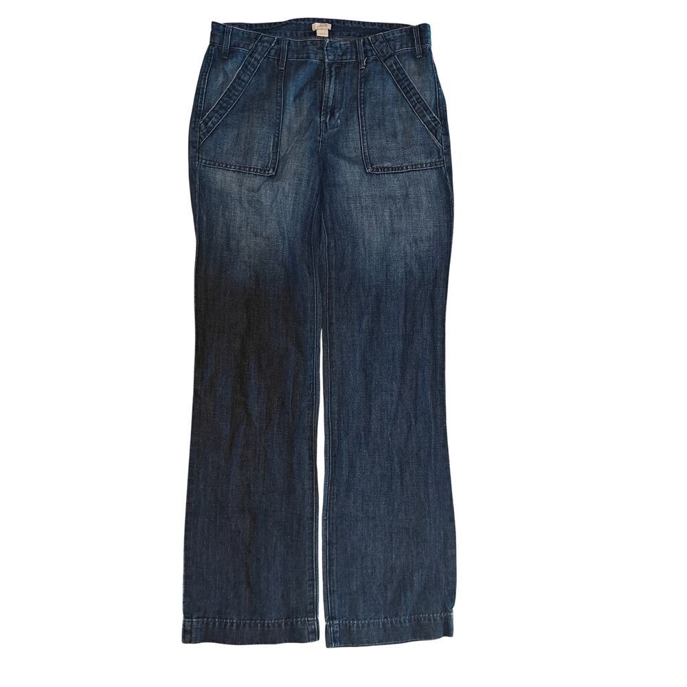 J.Crew Wide Leg Denim Pants Size 4 High Rise Blue Jeans